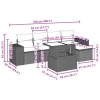 6-delige Loungeset met kussens poly rattan zwart - thumbnail