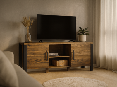 Tv-meubel OLIANNE 2 deuren appenzeller sparren/zwart Tv-meubel OLIANNE 2 deuren appenzeller sparren/zwart