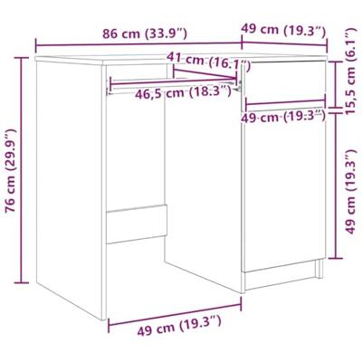 Bureau 86x49x76 cm spaanplaat betongrijs Bureau 86x49x76 cm spaanplaat betongrijs