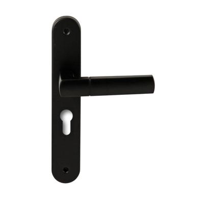 Hardbrass Deurkruk Rhodos op ovaal langschild profielcilindergat 55mm - zwart Hardbrass Deurkruk Rhodos op ovaal langschild profielcilindergat 55mm - zwart