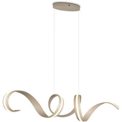 LED Hanglamp - Cinque Cisenna - 1 Lichtpunt van 80 Watt - Dimbaar - Aanpasbare Lichtkleur - Hoogte Aanpasbaar - 150cm - Warm Beige - Metaal