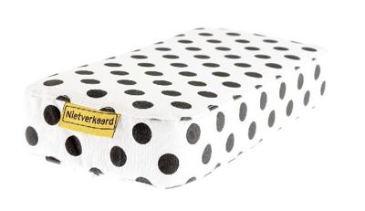 NietVerkeerd Niet verkeerd bagagedrager kussen wit 32x15x5cm, dots (bijpassende bel artikel 3332)
