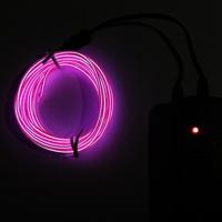 Flexibele LED licht EL Wire string strip touw Glow decor Neon Lamp USB controlle 3M energiebesparende masker glazen gloed lijn F277 (roze licht) - thumbnail