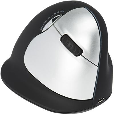 R-GO Tools HE (RGOHELAWL) Ergonomische muis Radiografisch Maat: L Optisch Zwart/zilver 5 Toetsen 2500 dpi Ergonomisch, Oplaadbaar, USB-aansluiting,