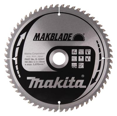 Makita Accessoires Afkortzaagblad | Hout | 260X30X2,3 60T 5G - B-32801 Makita Accessoires Afkortzaagblad | Hout | 260X30X2,3 60T 5G - B-32801