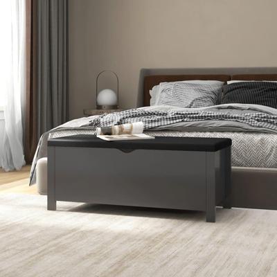 Opbergbox met kussen 105x40x45 cm bewerkt hout grijs