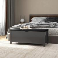 Opbergbox met kussen 105x40x45 cm bewerkt hout grijs - thumbnail