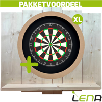 Lena Professional Dartbord + Lena Dartbordverlichting Basic XL Plain + Lena Wooden Wall Protector - thumbnail
