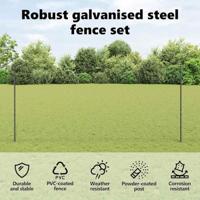 VidaXL Hek met paal grijs 1,4 x 25 m staal - thumbnail