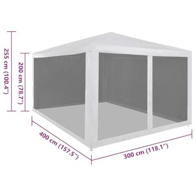 Partytent met 4 mesh zijwanden 4x3 m - thumbnail