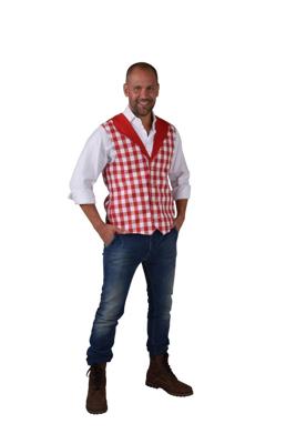 Gilet ruit rood/wit Gilet ruit rood/wit