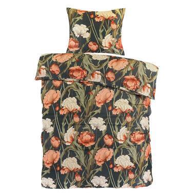 Dekbedovertrek Fleur - zwart/geel - 140x200/220 cm