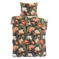 Dekbedovertrek Fleur - zwart/geel - 140x200/220 cm - thumbnail