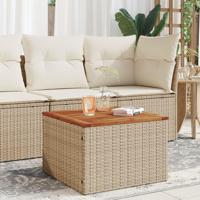 Tuintafel 55x55x37 cm poly rattan en acaciahout beige - thumbnail