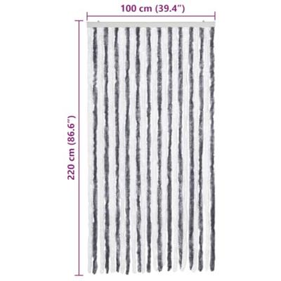 VidaXL Vliegengordijn 100x220 cm chenille grijs en wit VidaXL Vliegengordijn 100x220 cm chenille grijs en wit