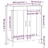 Dressoir 69,5x34x90 cm bewerkt hout betongrijs - thumbnail