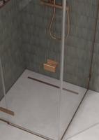 Saqu Parro douchecabine met draaideur incl. antikalk 90x90x210cm geborsteld koper - thumbnail