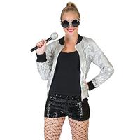 Disco Bomber Jas Zilver Pailletten - thumbnail