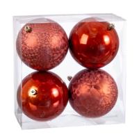 Kerstballen Koper Plastic 10 x 10 x 10 cm (4 Stuks) - thumbnail