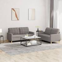 2-delige Loungeset met kussens stof taupe - thumbnail