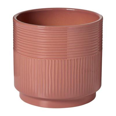 Bloempot lijnen - roze - ø19x17 cm