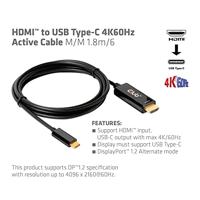 CLUB3D HDMI to USB Type-C 4K60Hz Active Cable M/M 1.8m/6 ft - thumbnail