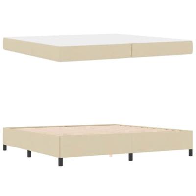 Boxspring bed Crème, Zwart 200 x 200 cm Stof, Engineered Hout