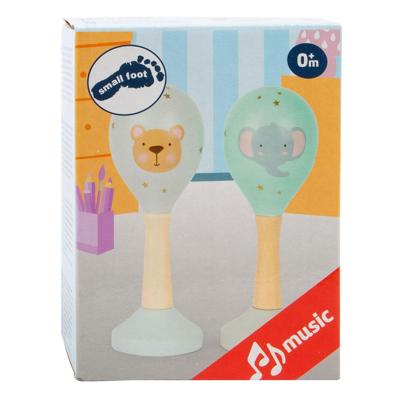 Small Foot houten baby rammelaar maracas dier, set van 2