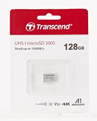 Transcend Premium 300S microSDXC-kaart 128 GB Class 10, UHS-I, UHS-Class 3, v30 Video Speed Class, A1 Application Performance Class