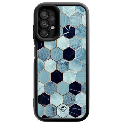 Samsung Galaxy A13 4G zwarte case - Blue cubes Samsung Galaxy A13 4G zwarte case - Blue cubes