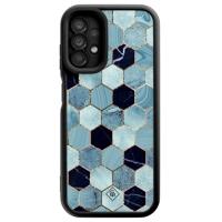 Samsung Galaxy A13 4G zwarte case - Blue cubes - thumbnail