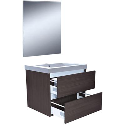 Wiesbaden Vision Badkamermeubelset met Spiegel 60cm Houtnerf Grijs