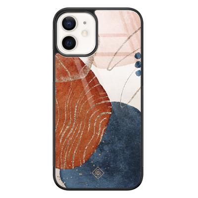 iPhone 12 glazen hardcase - Abstract terracotta
