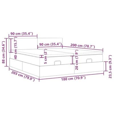 Ottoman bed met matrassen 180x200cm stof zwart