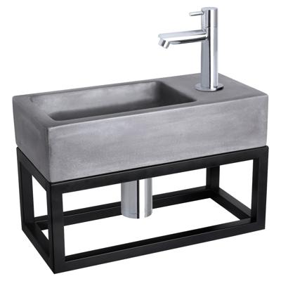 Differnz Ravo fonteinset - 38.5x18.5x25cm - Rechthoek - 1 kraangat - Recht chromen kraan - met zwart frame - beton donkergrijs SW374585/SW494076/SW539762/SW696219/SW705413