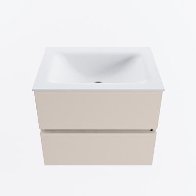 MONDIAZ VICA 60cm badmeubel onderkast Linen 2 lades. Wastafel CLOUD midden 1 kraangat, kleur Talc.