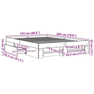 Bedframe bewerkt hout zwart 140x190 cm