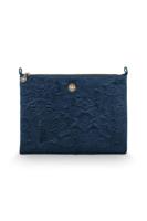Pip Studio Pip Studio Cosmetic Flat Pouch Large Velvet Quiltey Days Blue 30x22x1cm - thumbnail
