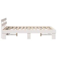 Bedframe met hoofdeinde Wit 120 x 190 cm Massief grenenhout - thumbnail