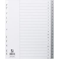 Q-CONNECT tabbladen, A4, PP, 11-gaatsperforatie, set van A-Z, 20 tabs, grijs - thumbnail
