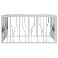Salontafel 100x100x50 cm roestvrij staal en glas - thumbnail