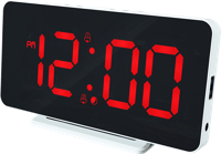 Slim-line Digitale Wekker - Dual Alarmklok - Groot Rood Display - USB Poort (HCG022) - thumbnail