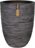 Capi nature elegant laag rib nl kunststof vaas 46x58 cm antraciet - thumbnail
