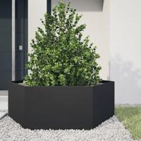 VidaXL Plantenbak zeshoek 138x120x45 cm staal zwart - thumbnail