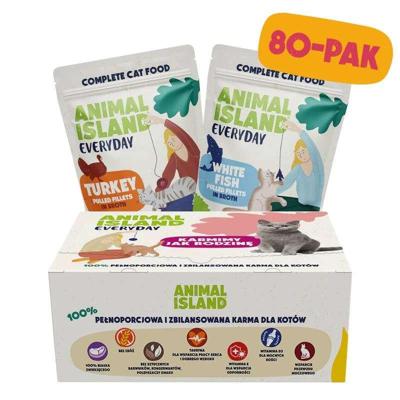 ANIMAL ISLAND Turkey / White fish Fillets in broth - nat kattenvoer - 80x85g