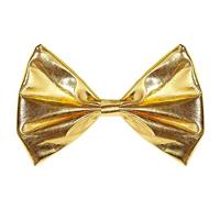 Metallic gouden strikje met wit koordje - thumbnail