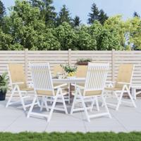 Stoelkussens 6 st hoge rug 120x50x4 cm stof gemleerd beige - thumbnail