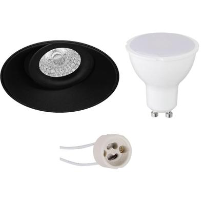 Kantelbare Trimless LED Spot Set GU10 - Ø150mm - Mat Zwart - 6W - Koud Wit 6400K