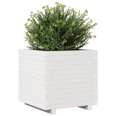 VidaXL Plantenbak 50x50x49,5 cm massief grenenhout wit VidaXL Plantenbak 50x50x49,5 cm massief grenenhout wit