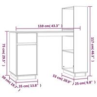 Bureau 110x53x117 cm massief grenenhout honingbruin - thumbnail